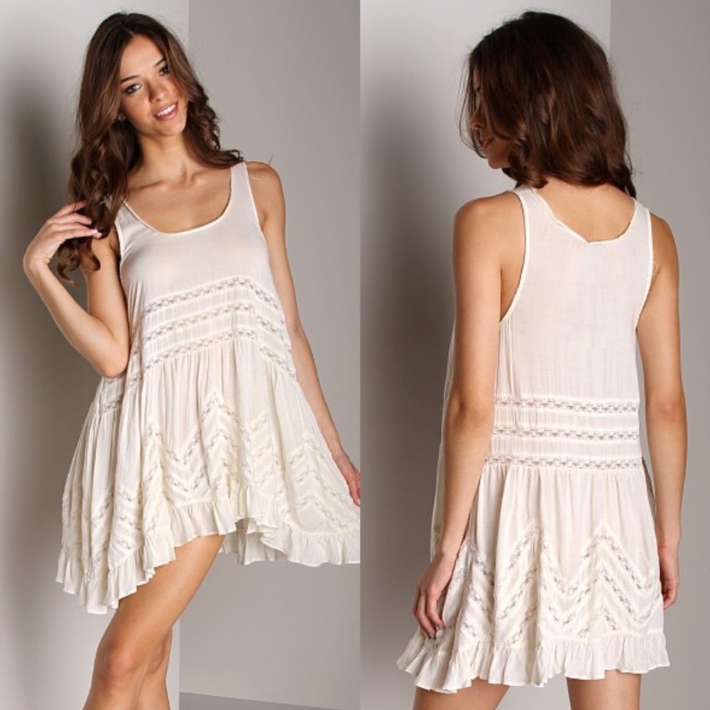 🌼FREE PEOPLE  voile lace panel trapeze slip dress